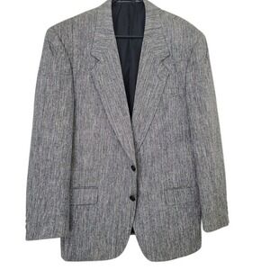 Vtg 100% Silk Versani‎ Men's Sports Coat Blazer Black White Notched Lapel SZ:41